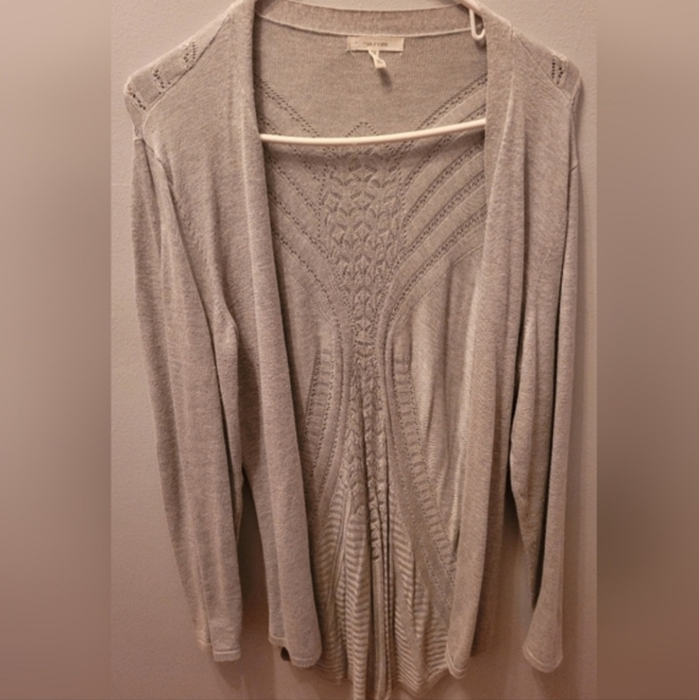 Maurices Light Gray Patterned Cardigan
